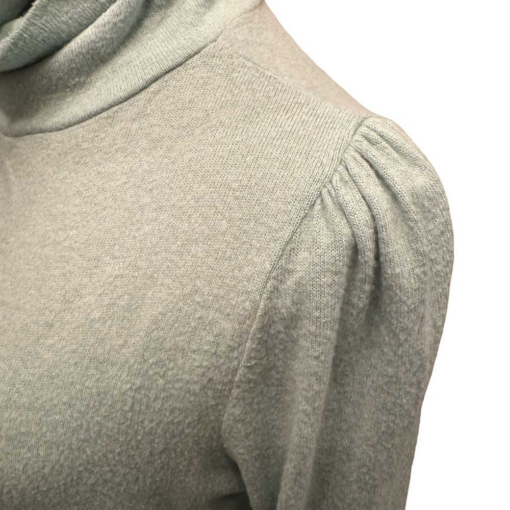 Anthropologie Mint Green Puff-Sleeved Turtleneck Top - Picture 5 of 11